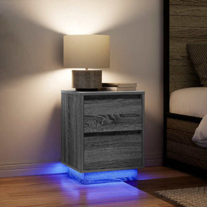 Κομοδίνο με φώτα LED Γκρι Sonoma 38x34x50 cm - Pakobazaar