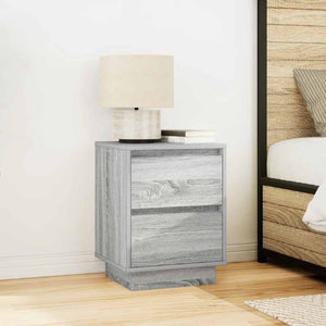 Κομοδίνα με φώτα LED 2 τεμάχια Γκρι Sonoma 38x34x50 cm - Pakobazaar