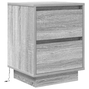 Κομοδίνα με φώτα LED 2 τεμάχια Γκρι Sonoma 38x34x50 cm - Pakobazaar