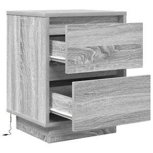 Κομοδίνα με φώτα LED 2 τεμάχια Γκρι Sonoma 38x34x50 cm - Pakobazaar