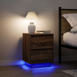 Κομοδίνο με φώτα LED καφέ δρυς 38x34x50 cm - Pakobazaar