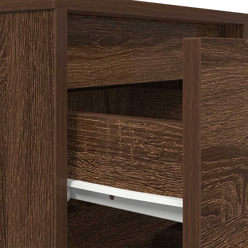 Κομοδίνα με φώτα LED 2 τεμάχια καφέ δρυς 38x34x50 cm - Pakobazaar