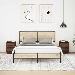 Κομοδίνα με φώτα LED 2 τεμάχια καφέ δρυς 38x34x50 cm - Pakobazaar