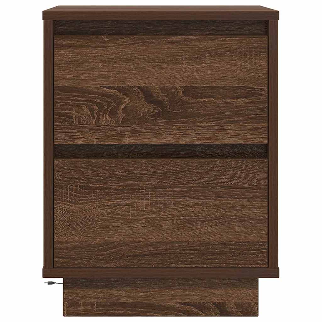 Κομοδίνα με φώτα LED 2 τεμάχια καφέ δρυς 38x34x50 cm - Pakobazaar