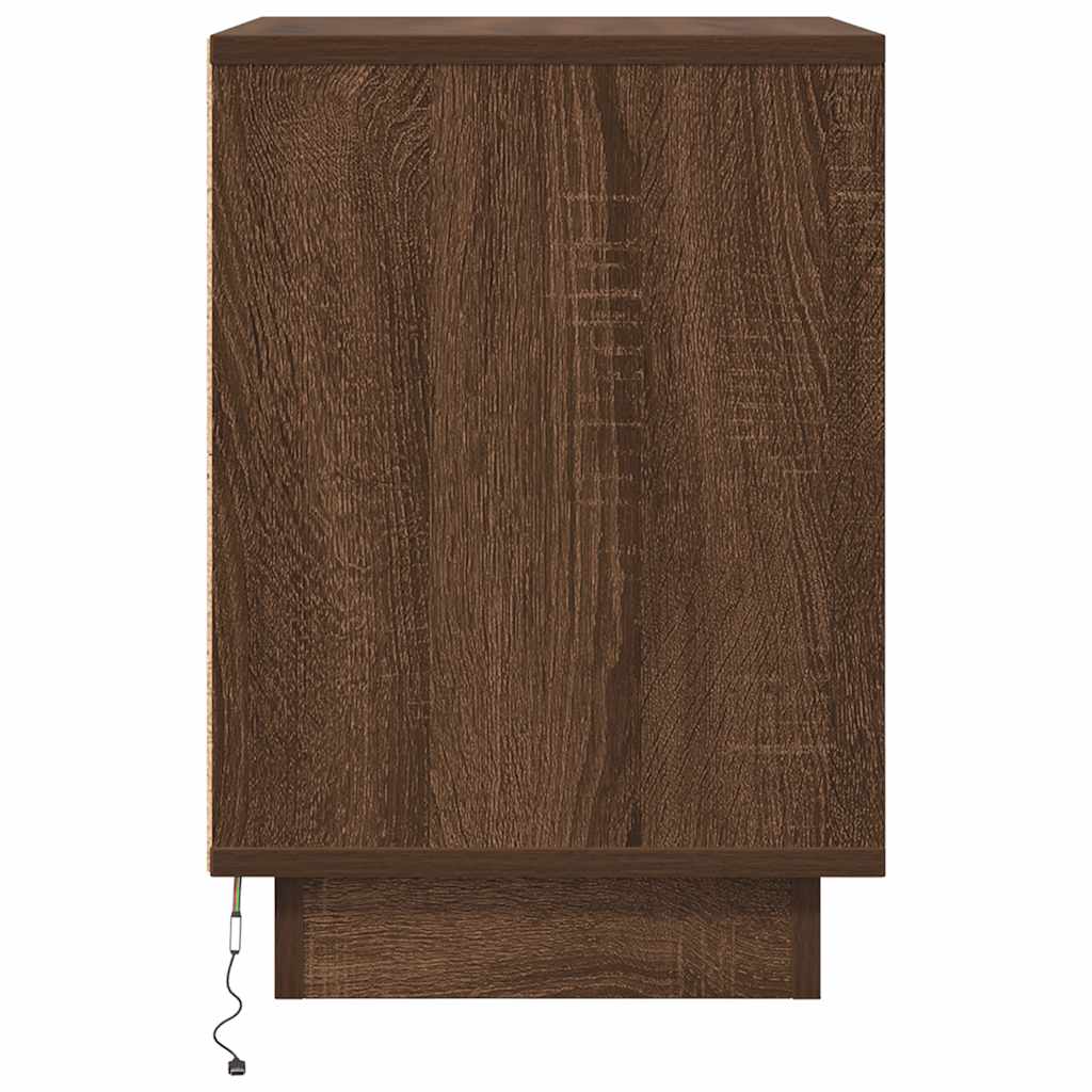Κομοδίνα με φώτα LED 2 τεμάχια καφέ δρυς 38x34x50 cm - Pakobazaar