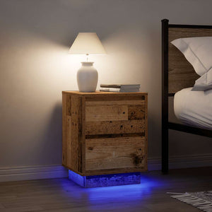 Κομοδίνο με φώτα LED Παλιό ξύλο 38x34x50 cm - Pakobazaar