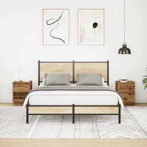 Κομοδίνα με φώτα LED 2 τεμάχια Παλιό ξύλο 38x34x50 cm - Pakobazaar