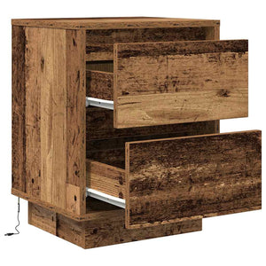 Κομοδίνα με φώτα LED 2 τεμάχια Παλιό ξύλο 38x34x50 cm - Pakobazaar