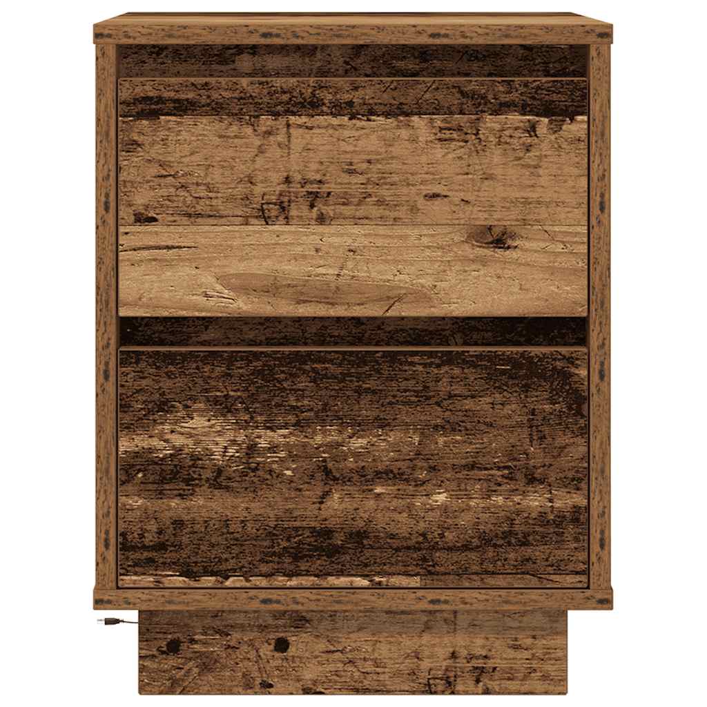 Κομοδίνα με φώτα LED 2 τεμάχια Παλιό ξύλο 38x34x50 cm - Pakobazaar
