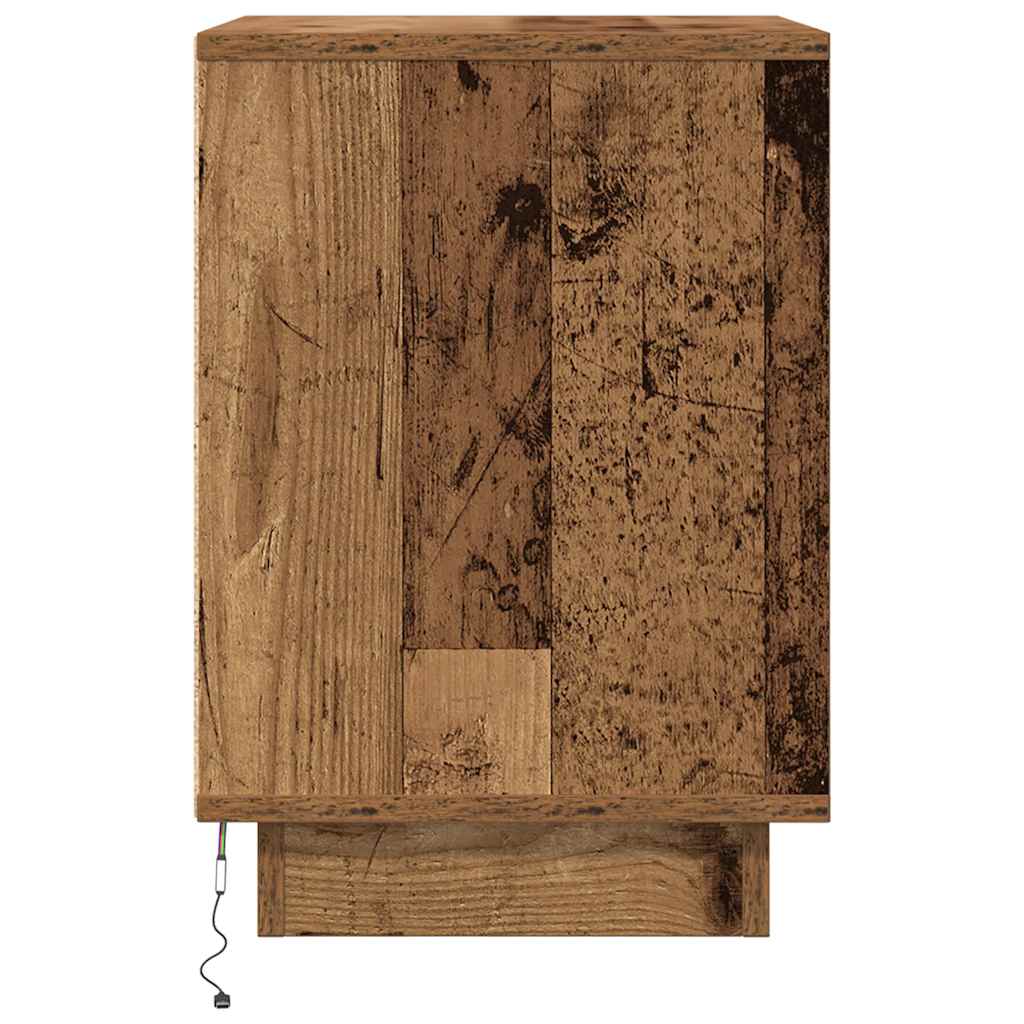 Κομοδίνα με φώτα LED 2 τεμάχια Παλιό ξύλο 38x34x50 cm - Pakobazaar