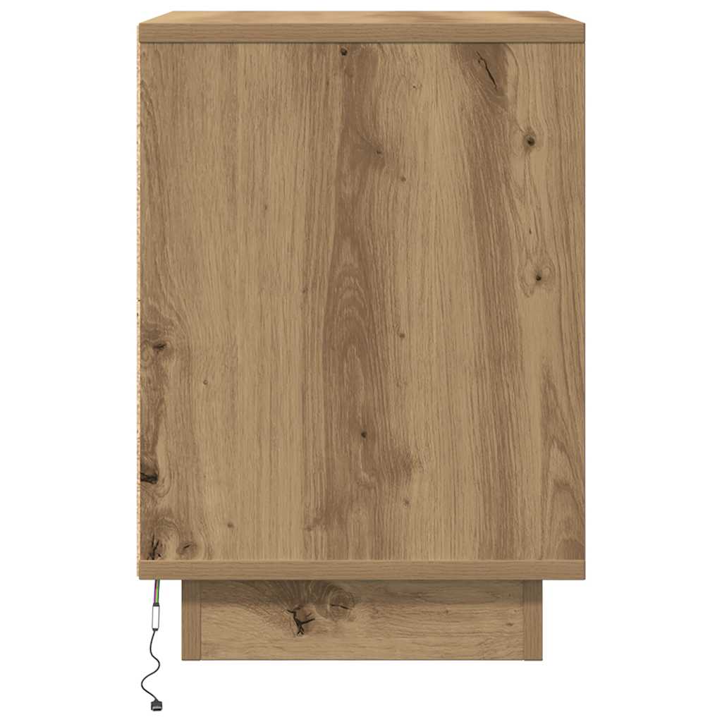 Κομοδίνο με φώτα LED Artisan Oak 38x34x50 cm