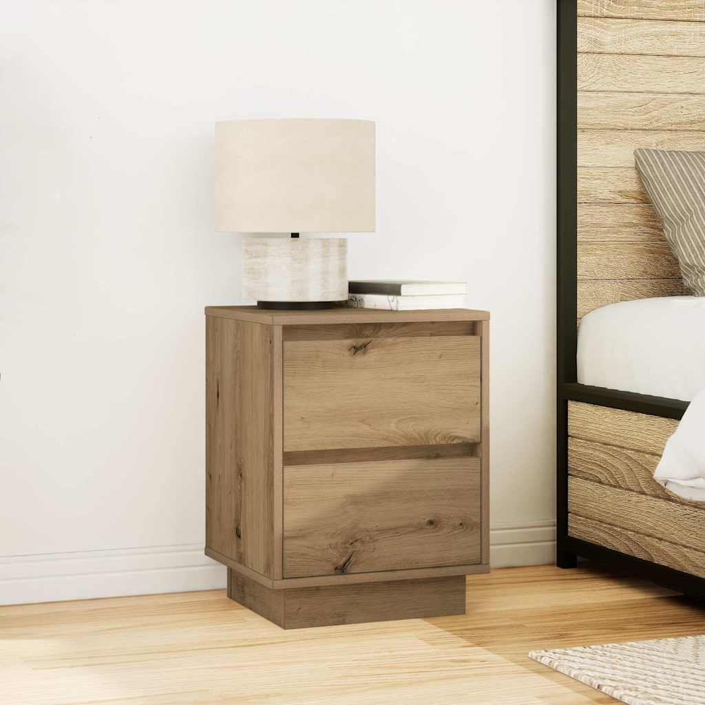 Κομοδίνα με φώτα LED 2 τεμάχια Artisan Oak 38x34x50 cm - Pakobazaar
