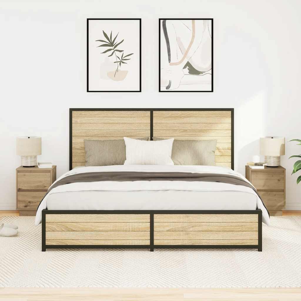 Κομοδίνα με φώτα LED 2 τεμάχια Artisan Oak 38x34x50 cm - Pakobazaar