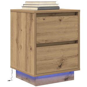 Κομοδίνα με φώτα LED 2 τεμάχια Artisan Oak 38x34x50 cm - Pakobazaar