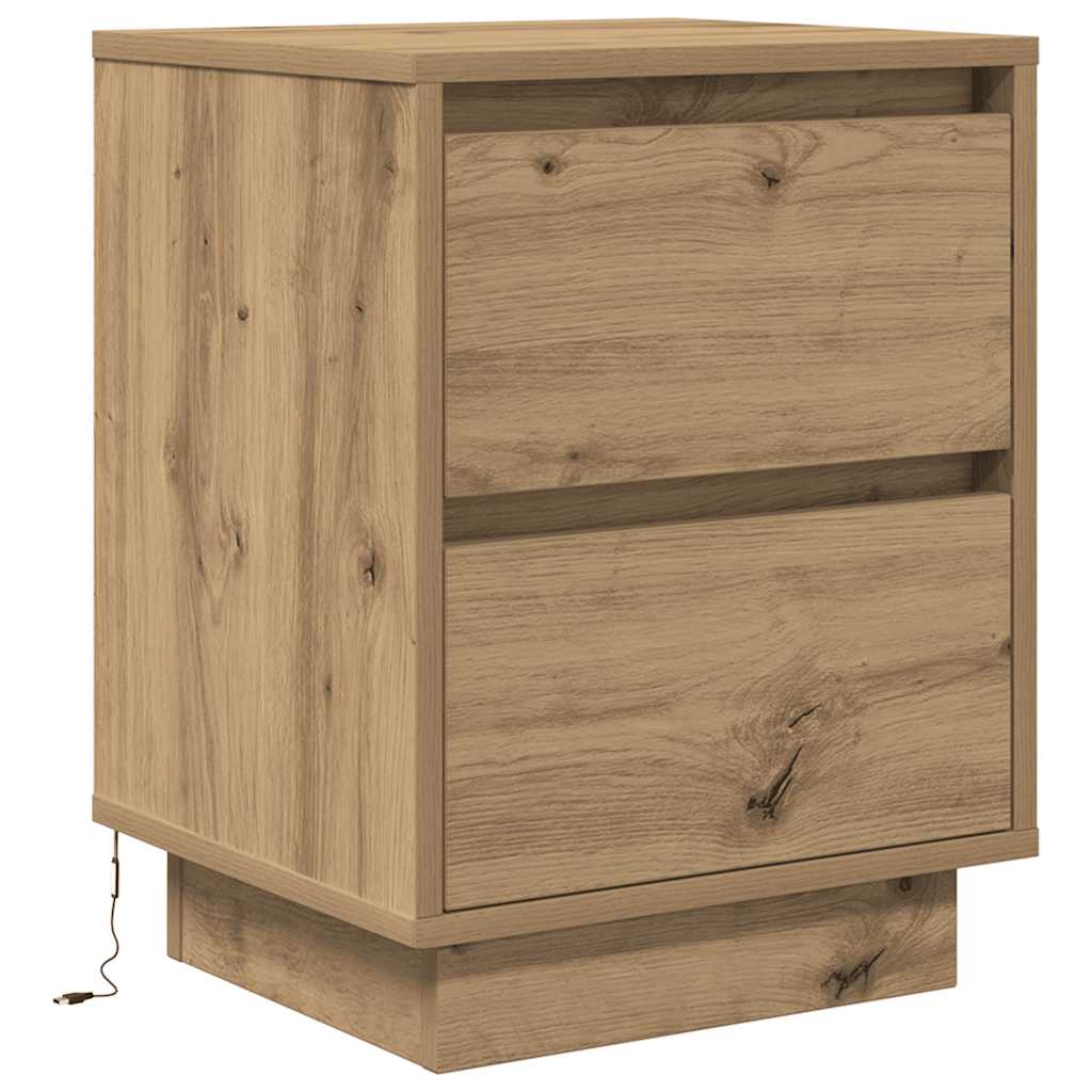 Κομοδίνα με φώτα LED 2 τεμάχια Artisan Oak 38x34x50 cm - Pakobazaar