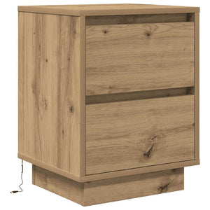 Κομοδίνα με φώτα LED 2 τεμάχια Artisan Oak 38x34x50 cm - Pakobazaar