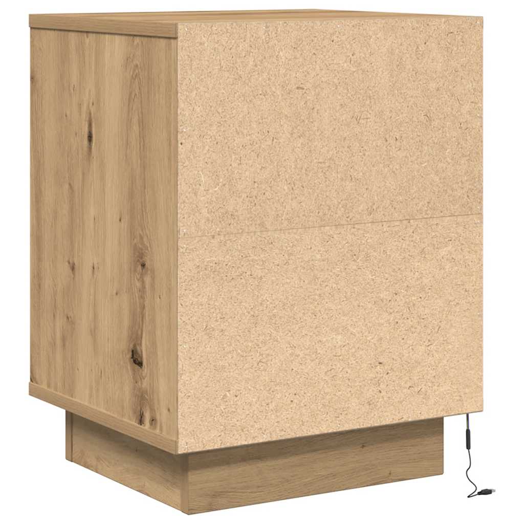Κομοδίνα με φώτα LED 2 τεμάχια Artisan Oak 38x34x50 cm - Pakobazaar