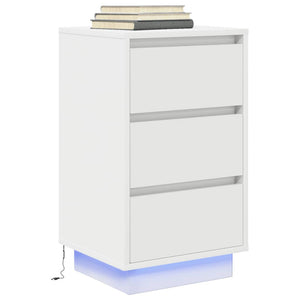 Κομοδίνο με φώτα LED Λευκό 38x34x65 cm - Pakobazaar