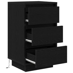 Κομοδίνο με φώτα LED Μαύρο 38x34x65 cm - Pakobazaar