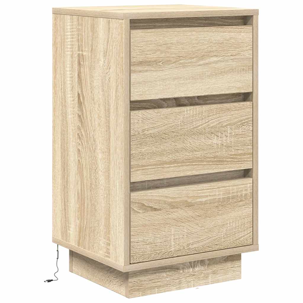 Κομοδίνο με φώτα LED Sonoma Oak 38x34x65 cm - Pakobazaar