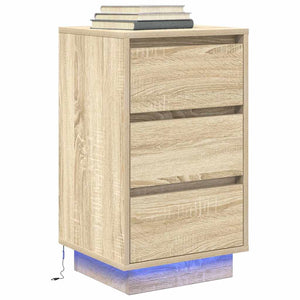 Κομοδίνο με φώτα LED Sonoma Oak 38x34x65 cm - Pakobazaar