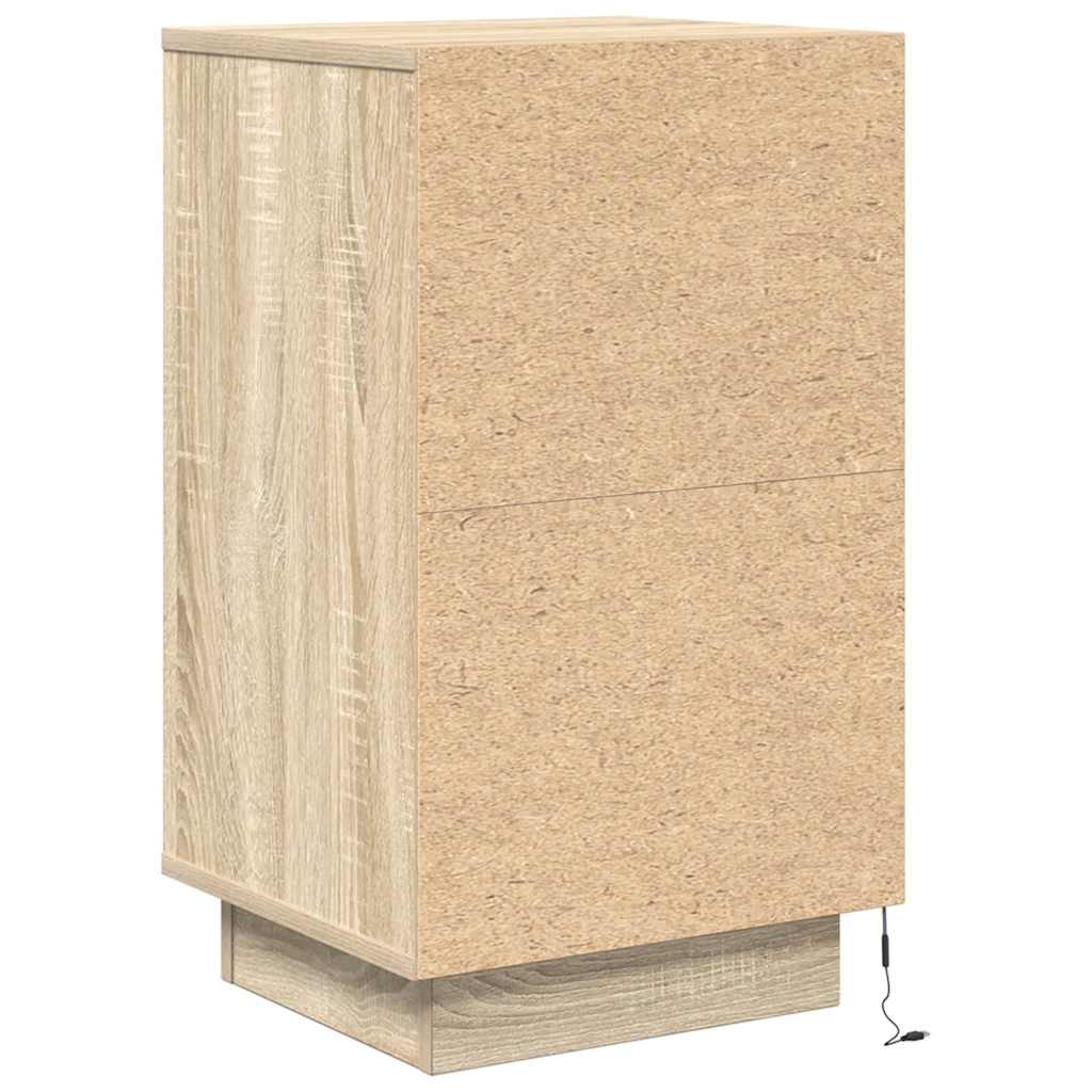 Κομοδίνο με φώτα LED Sonoma Oak 38x34x65 cm - Pakobazaar