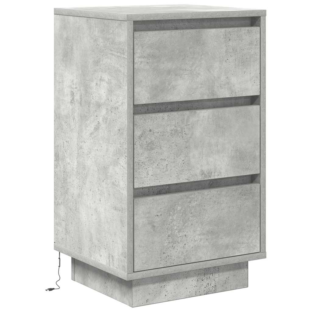 Κομοδίνο με φώτα LED Γκρι μπετόν 38x34x65 cm - Pakobazaar
