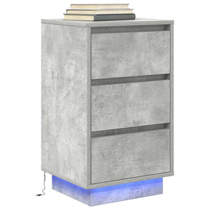 Κομοδίνο με φώτα LED Γκρι μπετόν 38x34x65 cm - Pakobazaar