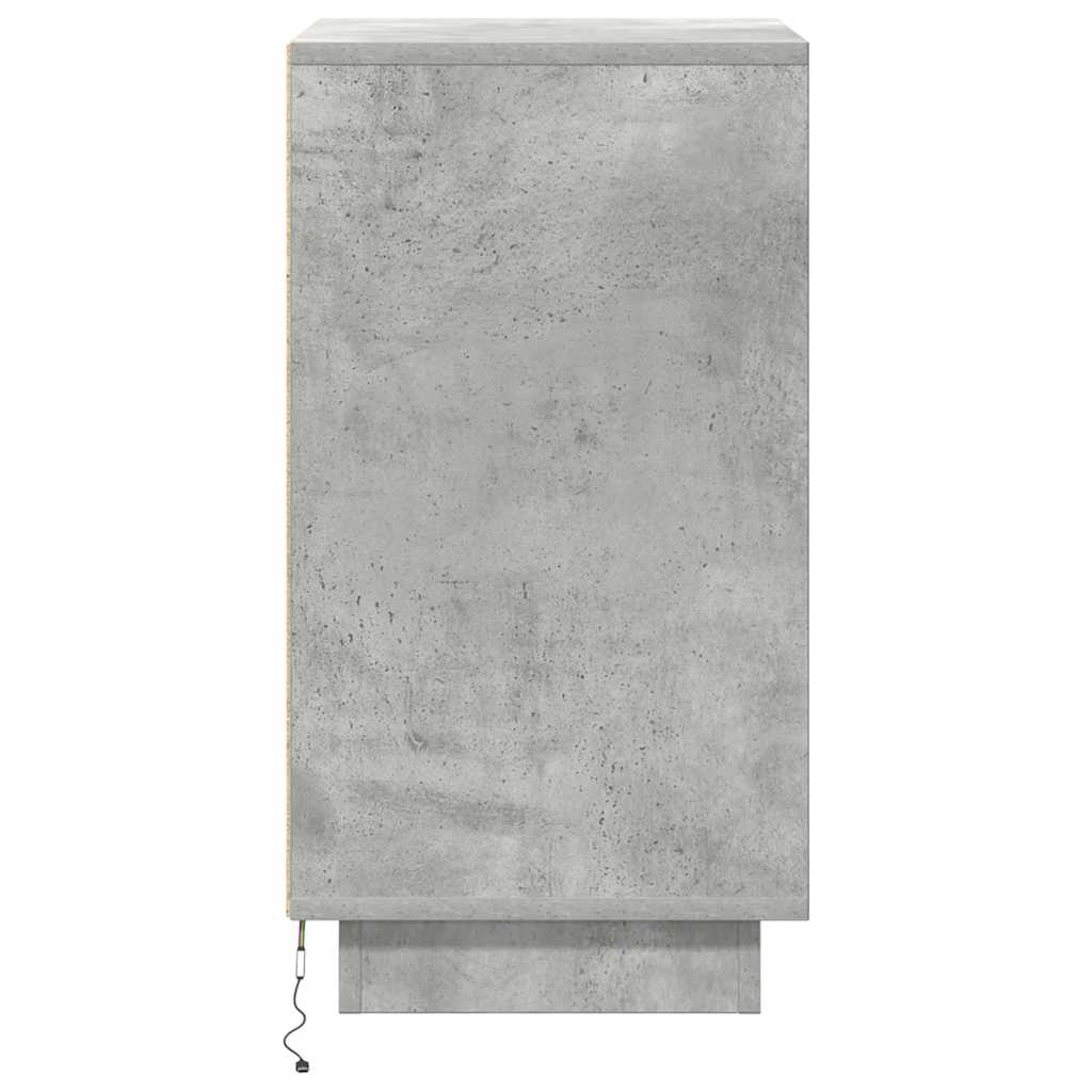 Κομοδίνο με φώτα LED Γκρι μπετόν 38x34x65 cm - Pakobazaar