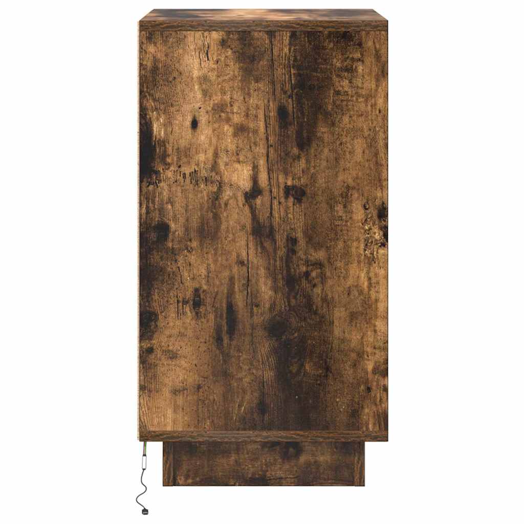 Κομοδίνο με φώτα LED Καπνιστή βελανιδιά 38x34x65 cm - Pakobazaar