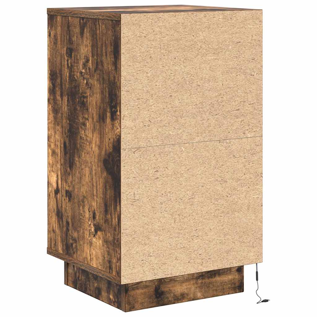 Κομοδίνο με φώτα LED Καπνιστή βελανιδιά 38x34x65 cm - Pakobazaar
