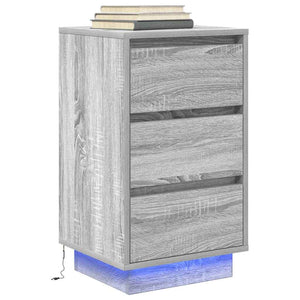 Κομοδίνο με φώτα LED Γκρι Sonoma 38x34x65 cm - Pakobazaar