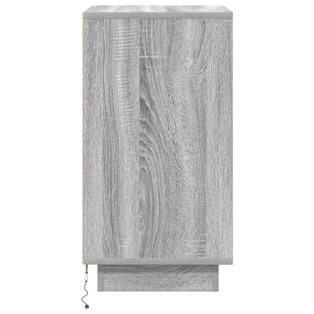 Κομοδίνο με φώτα LED Γκρι Sonoma 38x34x65 cm - Pakobazaar
