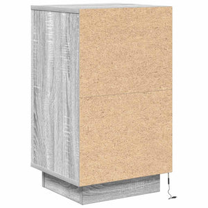 Κομοδίνο με φώτα LED Γκρι Sonoma 38x34x65 cm - Pakobazaar