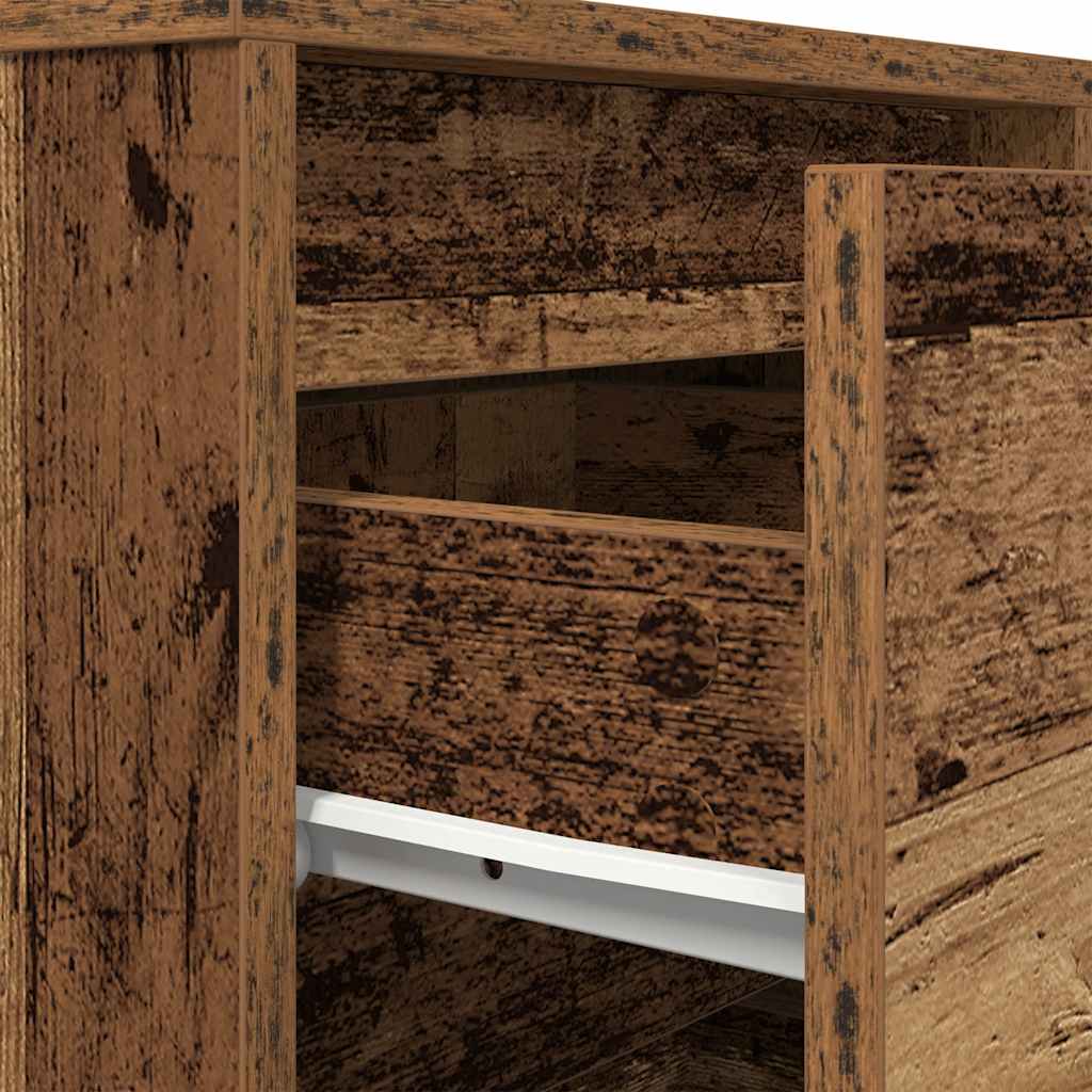 Κομοδίνο με φώτα LED Παλιό ξύλο 38x34x65 cm - Pakobazaar