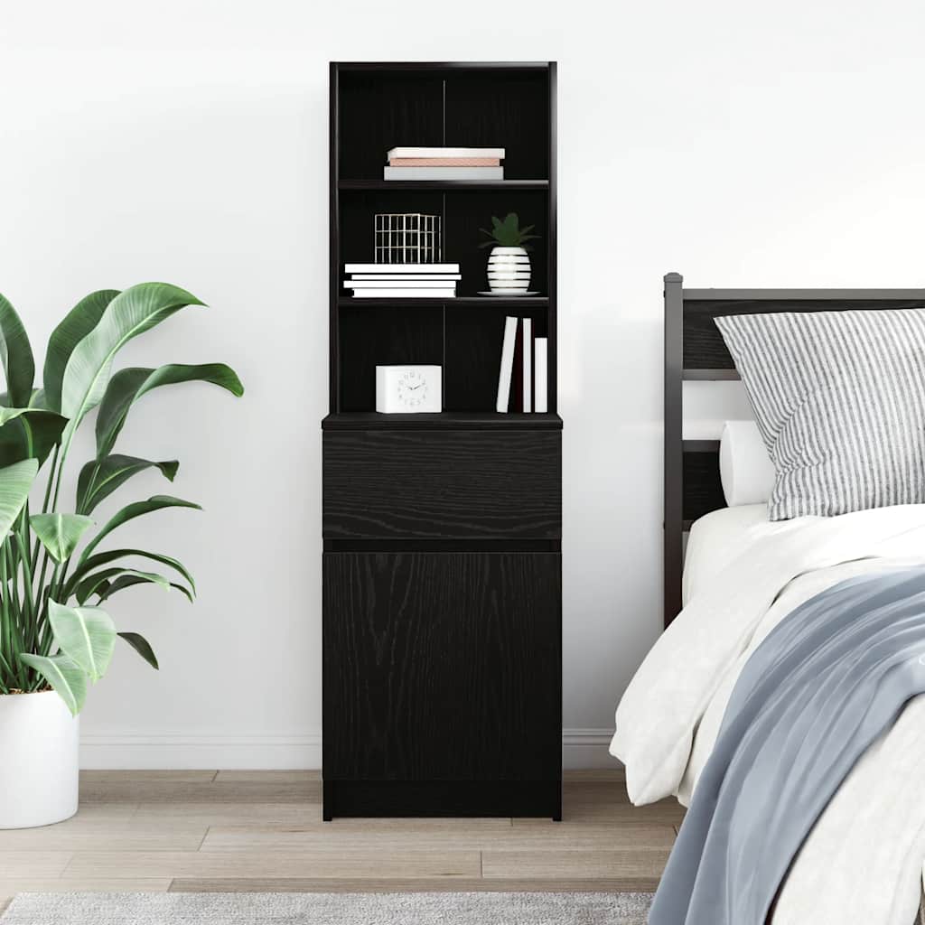 Κομοδίνο Μαύρο 39x35x125 εκ. από Επεξεργασμένο Ξύλο - Pakobazaar