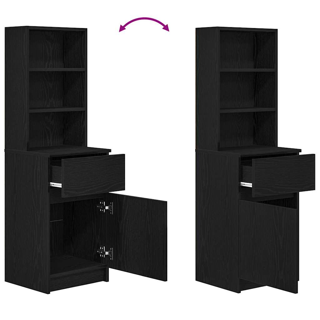 Κομοδίνο Μαύρο 39x35x125 εκ. από Επεξεργασμένο Ξύλο - Pakobazaar