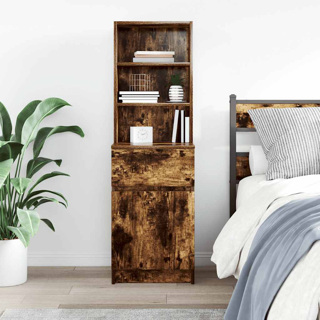 Κομοδίνο Καπνιστή Δρυς 39x35x125 εκ. από Επεξεργασμένο Ξύλο - Pakobazaar