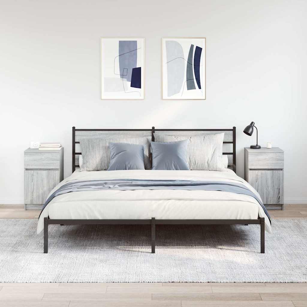 Κομοδίνα 2 τεμ. Γκρι Sonoma 39x35x65 εκ. από Επεξεργασμένο Ξύλο