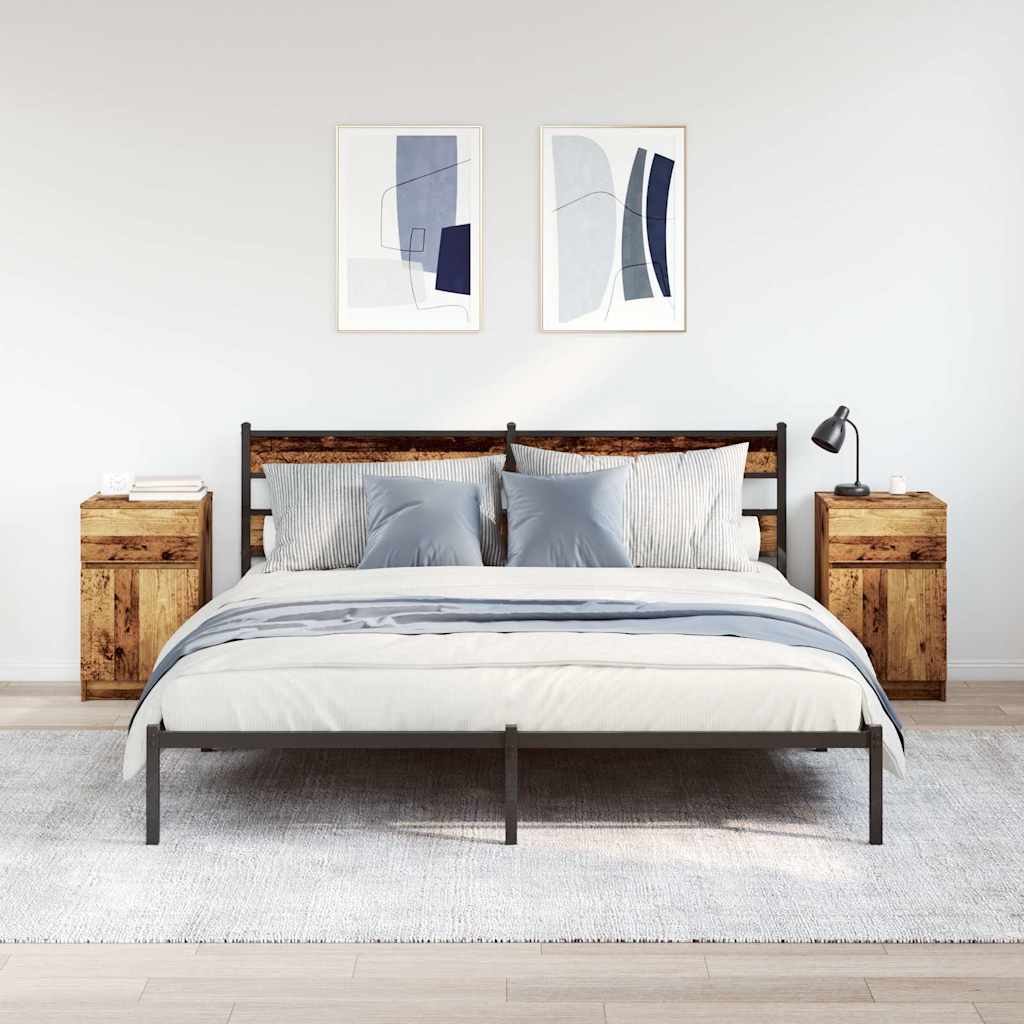 Κομοδίνα 2 τεμ. Όψη Παλαιού Ξύλου 39x35x65 εκ. από Επεξ. Ξύλο