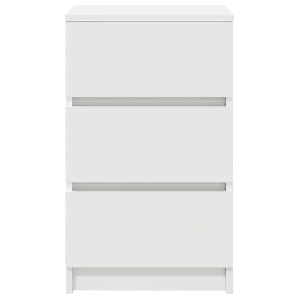 Κομοδίνα με 3 συρτάρια 2 τεμάχια Λευκό 39x35x65 εκ. - Pakobazaar