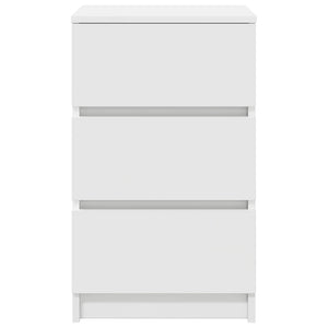 Κομοδίνα με 3 συρτάρια 2 τεμάχια Λευκό 39x35x65 εκ. - Pakobazaar