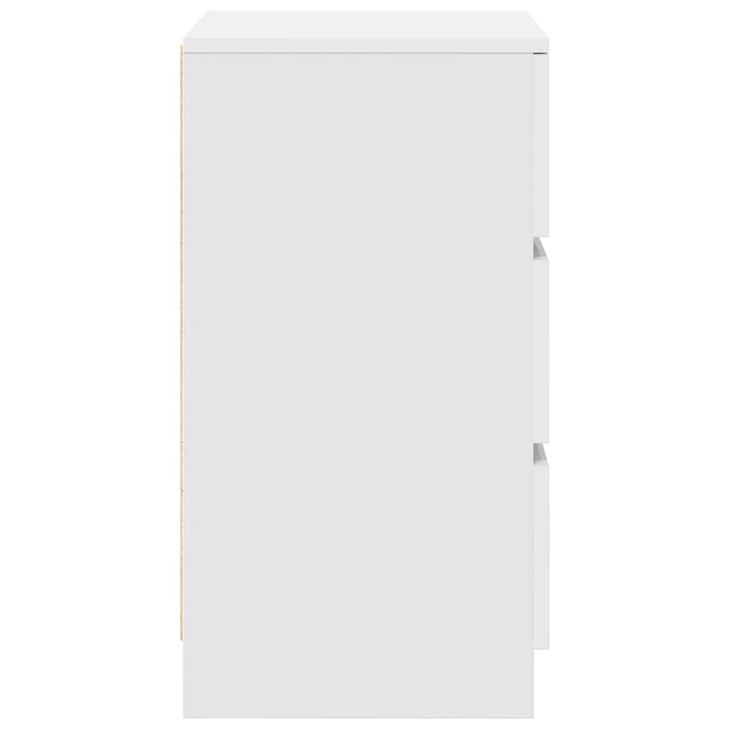 Κομοδίνα με 3 συρτάρια 2 τεμάχια Λευκό 39x35x65 εκ. - Pakobazaar