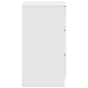 Κομοδίνα με 3 συρτάρια 2 τεμάχια Λευκό 39x35x65 εκ. - Pakobazaar