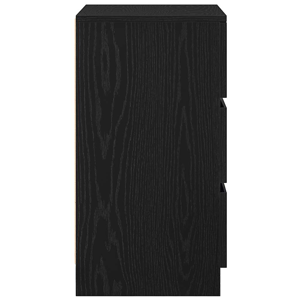 Κομοδίνο με 3 συρτάρια Μαύρο 39x35x65 εκ. - Pakobazaar