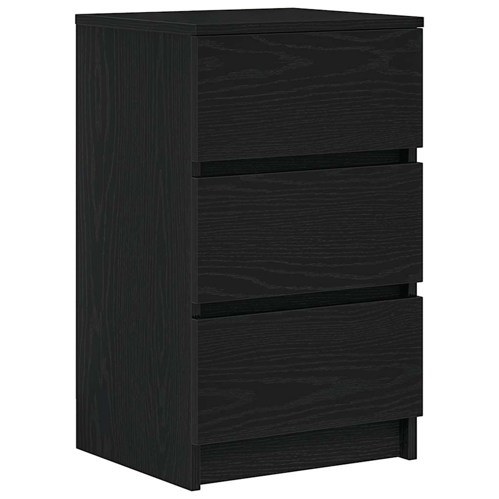 Κομοδίνα με 3 συρτάρια 2 τεμάχια Μαύρο 39x35x65 εκ.
