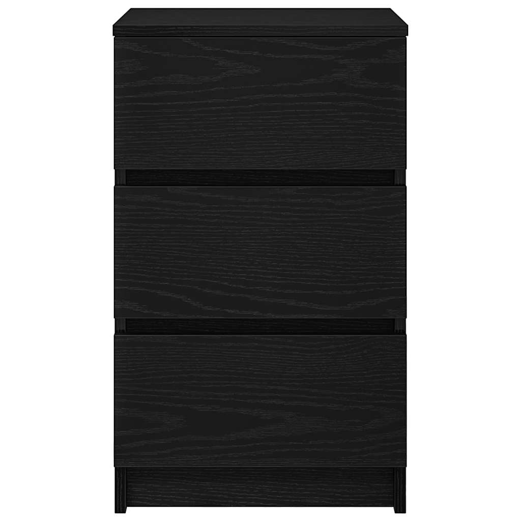 Κομοδίνα με 3 συρτάρια 2 τεμάχια Μαύρο 39x35x65 εκ.