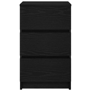 Κομοδίνα με 3 συρτάρια 2 τεμάχια Μαύρο 39x35x65 εκ.