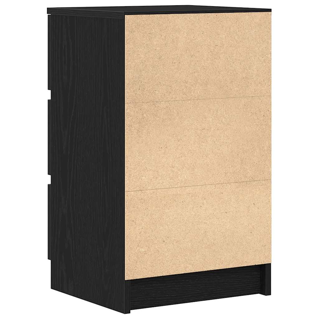 Κομοδίνα με 3 συρτάρια 2 τεμάχια Μαύρο 39x35x65 εκ.