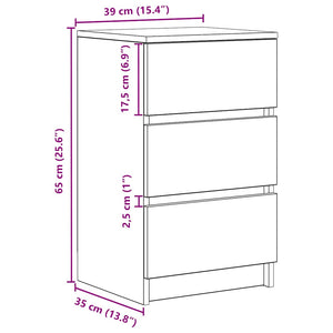 Κομοδίνο με 3 συρτάρια Sonoma Δρυς 39x35x65 εκ.